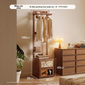 Tủ Đầu Giường Tích Hợp Giá Treo Quần Áo Cổ Điển