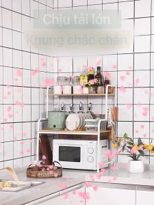 Kệ lò vi sóng đa năng 3 tầng để đồ bếp khung sắt không gỉ phủ sơn tĩnh điện GM140 - GM141