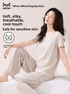 MiiOW | Cool Feeling Cotton Womens Sleepwear Short Sleeve Overhead Home Clothes Spring Autumn Outwear Comfortable Breathable Loose Fit