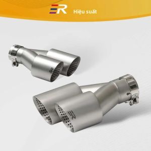 Ống Xả Kép Bằng Thép Không Gỉ Đầu Mút Pô Đa Năng Màu Bạc Mờ Nâng Cấp Cho Phụ Kiện Ô Tô