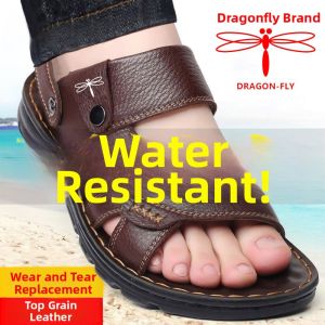 DRAGON-FLY | Genuine Leather Sandals For Middle-aged And Elderly Men Soft Bottom