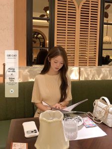 Áo Thun Knit Thiết Kế Dạng Măng tô Tay Ngắn