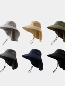 Summer Outdoor Travel Sun Hat Mens Womens Large Brim Fishing Hat Neck Protection Mountain Climbing Hat UV Protection Casual Style