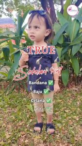 Setelan Bayi Perempuan TRUE plus Sandal & Bandana Set baby girl 3-18Bulan by LittleKoda