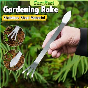 C.N Stainless Steel Gardening Rake Weeding Uprooting Tool Dual Purpose Shovel 1 Piece