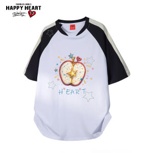 CHARLES JANGS HAPPY HEART | Breathable Apple Print Cotton Short Sleeve Tshirt