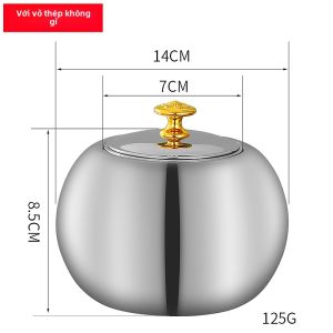Hũ Đựng Thuốc Lá Bằng Thép Không Gỉ Dung Tích Lớn 14CM Dùng Trong Nhà Phòng Khách Văn Phòng Sáng Tạo Có Nắp Đậy Chống Bụi
