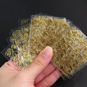 30 Sheets 3D Golden Nail Art Stickers Glossy Self-Adhesive Nail Decals Geometric & Star Patterns with Glitter Embellishment