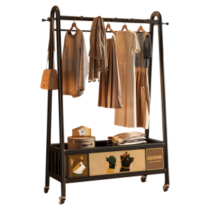 Meisda Vintage Free-standing Clothes Drying Rack Indoor Vertical Storage Shelf Bedroom Clothes Hanger Hat Rack Carbon Steel