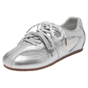 Agsdon | Silver Breathable Mesh Sport Shoes for Women