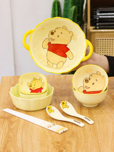 Disney New Winnie the Pooh Dining Set Combination Bowl Plate Spoon Home Use Milk Cute Net Red Single Person Couple Style