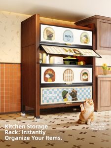 MEISD | Vintage Style Steel Wood Kitchen Storage Rack Multi-level