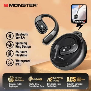 Monster Open Ear AC330 Open Ear Earphone Bluetooth 5.4 Wireless Earphone IPX5 Waterproof Sport Earphone With Mic Earbuds