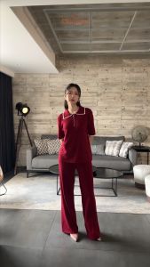 Clouwny Lucia Knit Set Setelan Berkerah Lengan Pendek Wanita Premium Knit Fit to XXL