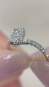 TDG 10K White Gold Lab Grown Diamond V-Shaped Ring – Pear Cut