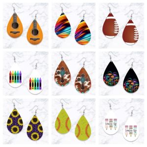 Hoa Tai Hình Giọt Nước Nhỏ in Hai Mặt Bằng Gỗ Phong Cách Bohemian Nhiều Mẫu Trang Sức Dân Tộc Trang Trí Tai