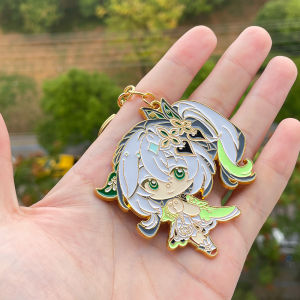 Genshin Impact Nahida พวงกุญแจ Lesser Lord Kusanali รูปโลหะจี้ Keyring สําหรับผู้หญิงผู้ชายเครื่องประดับคริสต์มาสของขวัญ