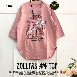atasan kaos wanita zollfas#4 top/matrial catton combed 24s adem halus tebal nyaman sablon plastisol