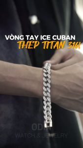 Vòng tay ODIN Ice Cuban đính đá CZ - Thép Titan 316L SIÊU BỀN - KHÔNG GỈ - KHÔNG ĐEN - Bảo hành 12 tháng