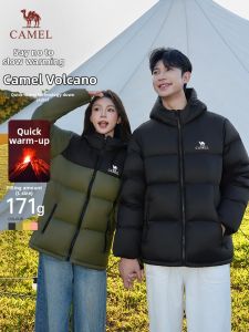 CAMEL | Thickened Down Hooded Jacket Mens Short Style