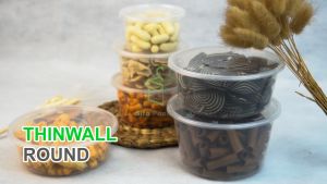 [10 PCS] Thinwall Mangkok Bulat Datar Round + Tutup 1000ml tempat Makanan Wadah Plastik Baso Mie Bubur