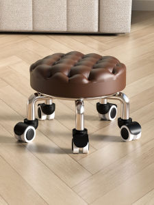 เก้าอี้เปลี่ยนรองเท้าแบบมินิมอลทันสมัยสำหรับใช้ในบ้าน เก้าอี้สั้นสำหรับเด็กฝึกเดิน ที่นั่งทรงกลมมีล้อเลื่อน