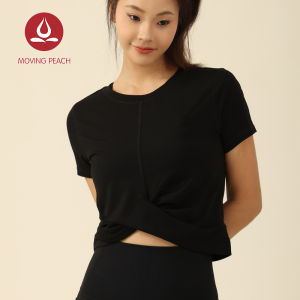 Moving Peach Sports T-shirts For Women Yoga Top Dri-fit T-shirts Gym top Front Wrap detail Breathable ETM