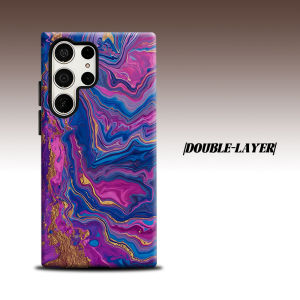 Purple Gold Marble For Samsung Galaxy S26 S25 S24 A56 A36 Dual Layer Luxury Fashion Full Lens Protective Case