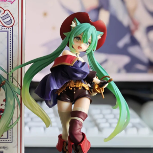 Bandai | Anime Hatsune Miku 19CM Tale Wonderland Puss in Boots Action Figure Model Toys Cute Action Model PVC Collection Desktop Gift