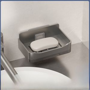 High-End Wall-Mounted Soap Dish 2025 New Home Use Bathroom Drainage Soap Box Creative Storage Rack No Drilling Required