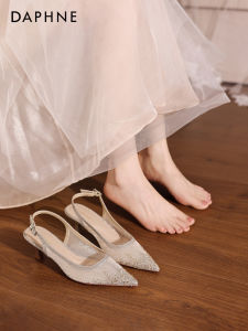 Daphne | Pointed Toe French Style Net Lace High Heels Sandals