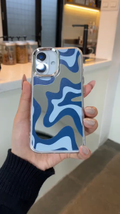 Case Miror Cermin Oppo A5i A3X A3 NFC A5 2025 Pro A16 A16S A54S A5S A7 F9 A12 A12S A11K A18 A38 4G Casing Kaca Wavy Abstract Hologram Compatible Softcase Premium