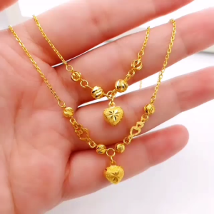 Rantai Leher Choker Sauh Gantung Love Emas 916 Yon Hing