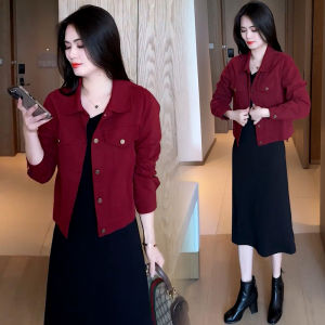 Fashion Outfit Skirt Female 2024 Fall New Arrival Western Style Slimming Short Denim Coat Dress Youthful-Looking Two-Piece Set