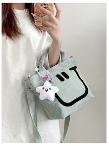 Special-Interest Design 2024 New Arrival Smiley Shoulder Bag Satchel Canvas Bag Female Japanese Crossbody Bag Korean Style Idle Style