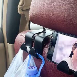 2Pack Universal Car Seat Back Double Hooks Multi-functional Headrest Mount Storage Holder Car Interior Accessories Car Seat Mobile Phone Holder Auto Seat Hook Hangers Storage Duarable Fastener.