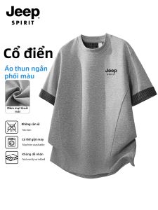 JEEP SPIRIT | Áo Thun Nam Họa Tiết Caro Viền Cuffs Mùa Hè Dễ Phối