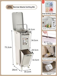 Jeko&Jeko | Home Kitchen Layered Waste Sorting Dustbin With Lid