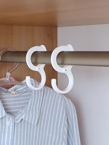 EELHOE | 5pcs Windproof Hooks S Shaped Multi-purpose Wardrobe Closet Hook Household Card Position S-hook Ring Buckle With Safety Buckle