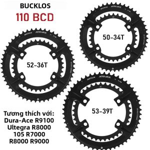 Đĩa Líp Xe Đạp Đường Trường BUCKLOS 110BCD Hợp Kim Nhôm Tương Thích Với R7000 R8000 R9000 Cỡ 50-34T 52-36T 53-39T