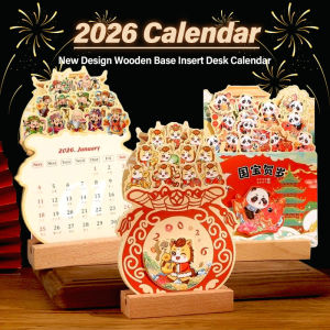 YESPERY 2026 Horse Year Desk Calendar Insert Paper New Design Wooden Base Calendar Schedule Monthly Plan Calendar Chinese New Year Gift