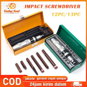 Obeng ketok set/HARGA MIRING!!!TEKIRO Obeng Ketok set Impact Driver Obeng Ketok Getok Set 12pcs/13pcs  Screwdriver Set Box Besi