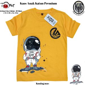 KFS 117 Kaos Anak Astronout Luar Angkasa Laki-laki Perempuan Katun Premium 30s Baby&Kids 6 Bulan Sampai 10 Tahun