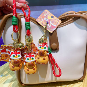 Red Door Great Lion Keychain Capybara Couple Pendants Exquisite Car Keychains Men Women Stylish Creative Gift Keyrings