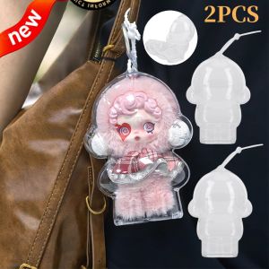 1/2PCS Acrylic Transparent Protective Case Doll Dust Case Storage Case with Strap for Skull Panda Winter Movement for SP Doll