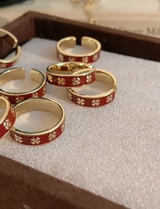 Pharaoh🍓Cincin Jari Telunjuk Pasangan Mode/Cincin Terbuka Glasir Retro/Cincin Gadis Ceruk Sederhana COD