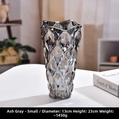 Nordic Luxury Large Diameter Crystal Glass Flower Vase for Flowers And Green Plants Home Hotel Floral Decorations