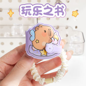 ที่รัดผมแบบผูกผม ที่จับจดคำตอบของหนังสือ Capybara สำหรับผู้หญิง ที่รัดผมแบบใช้งานได้สองทาง ขนาดพกพา ขนาดเล็ก เรียบเรียงข้อความ