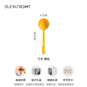 Thìa Gốm Dài Tay Cầm SUNKNIGHT Màu Trang Trí Dưới Lớp Sơn Dùng Để Ăn Và Uống Súp Thìa Gốm Sứ Kiểu Nhật Bản Phong Cách Tươi Mới