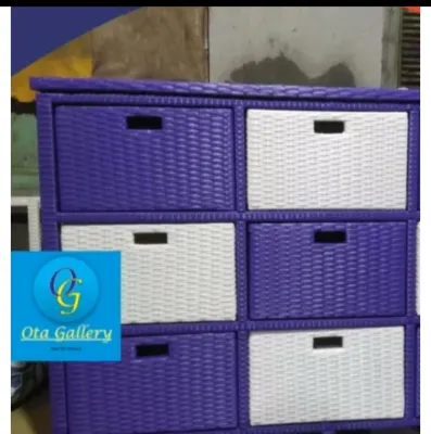 Redy Stok Lemari Laci Rotan Sintetis 6.Atas Meja Tv Rak Buku Susun
